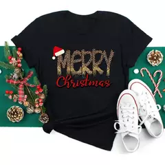 Imagem do Engraçado amor feliz natal roupas femininas santa impressão camisetas femininas preto vermelho branco casual feminino topos festa de natal feminino topos