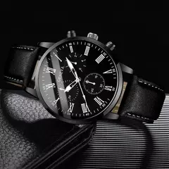 Imagem do Relógio de quartzo masculino, mostrador Roma, pulseira de couro feminino, moda