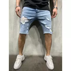 2024 rasgado borla denim shorts novo verão masculino personalizado lavável calças jeans perfuradas grandes calças médias casuais - GT SHOP