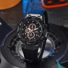 Relógios desportivos para homem 2025 Novo design de luneta tripla Relógio de quartzo Silicone militar castanho Relógio para homem