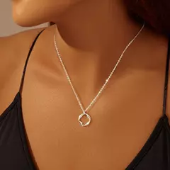 Colares banhados a ouro 14k em camadas para mulheres empilháveis banhados a prata círculo clipe de papel corrente pingente gargantilha conjunto para mulher