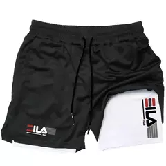 Calções esportivos dois em um masculinos respirável casual de secagem rápida shorts de camada dupla verão correndo calças esportivas M-3XL na internet