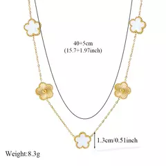 Ganemly 316l aço inoxidável branco flor de ameixa planta folha flor conjunto reversível colar brincos pulseira feminino trevo jóias - comprar online