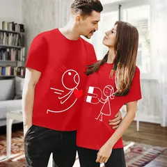 Imagem do Dia dos namorados mulher camiseta verão manga curta camiseta feminina unisex amante dos desenhos animados casal kawaii roupas topos