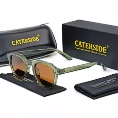 Caterside retro polarizado óculos de sol dos homens ultraleve tr90 quadro polígono feminino óculos de sol ao ar livre alta qualidade viagem