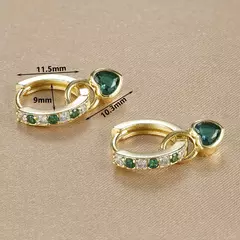 Aço inoxidável verde rosa vermelho coração cristal zircônia brincos para mulheres círculo charme balançar brinco coreano moda jóias - comprar online