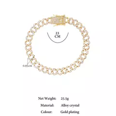 Hip Hop Iced Out Prong Cadeia Link Cubano Tornozeleira para Mulheres, Ouro, Cor Prata, Losango, Tornozeleiras, Pulseira, Jóias da Moda - comprar online