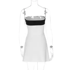 Hugcitar bloco de cores sem alças retalhos sexy bodycon mini vestido 2025 verão - GT SHOP