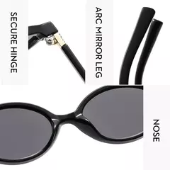 Imagem do Novos óculos de sol ovais para mulheres marca de moda preto pequeno quadro óculos de sol feminino retro lentes claras senhora na moda uv400