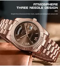 Nibosi marca original relógios de quartzo aço inoxidável para homens luxo data exibição luminosa moda relógio masculino relogios masculino na internet