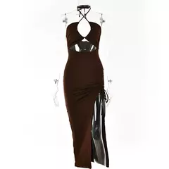 Sem mangas sexy feminino midi sem costas vestidos finos noite clube festa vestido feminino bodycon vestidos elegantes para mujer - comprar online