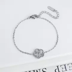 Imagem do Clássico de aço inoxidável venda quente trevo dourado pulseira ajustável luxo cinco folhas flor pulseira jóias para presente feminino