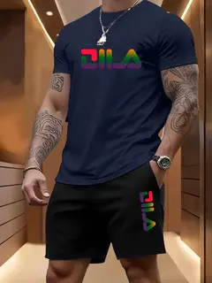 Terno esportivo de praia de verão masculino casual ao ar livre basquete esportes confortável conjunto de duas peças com moda solta camiseta e shorts na internet