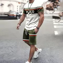 Imagem do Conjunto masculino padrão de âncora marinho 3d impresso verão ao ar livre manga curta camiseta + calças de duas peças esportes casuais plus size conjunto masculino