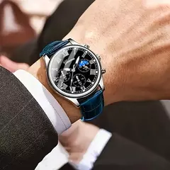 Relógio de quartzo masculino casual, combinação de pulseira de relógio de couro PU de negócios elegante, adequado para uso diário ou presentes de presente