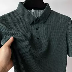 Camisa polo casual masculina clássica, macia e respirável, padrão MILANO, camiseta superior de secagem rápida - GT SHOP