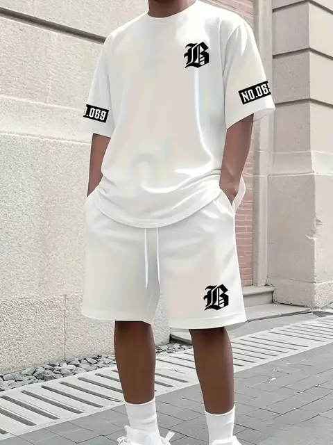 2025 verão novo conjunto masculino carta impressão casual moda camiseta shorts de manga curta roupas esportivas casuais uso diário para homens a