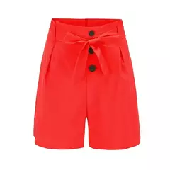 Y2K Solid Button Front Shorts Tie Cintura Praia Verão Shorts de cintura alta Roupas femininas - comprar online