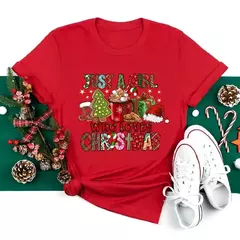 Imagem do Engraçado amor feliz natal roupas femininas santa impressão camisetas femininas preto vermelho branco casual feminino topos festa de natal feminino topos