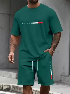 Fato de treino masculino 2 peças ? O-pescoço camisa de manga curta shorts definir terno de corrida masculino plus size t camisas homem roupas verão camiseta