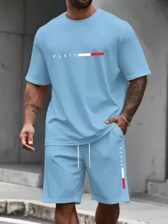 Fato de treino masculino 2 peças ? O-pescoço camisa de manga curta shorts definir terno de corrida masculino plus size t camisas homem roupas verão camiseta - comprar online