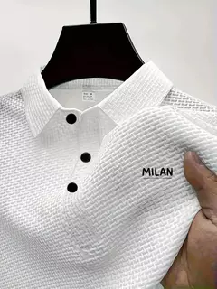 Camisa polo casual masculina clássica, macia e respirável, padrão MILANO, camiseta superior de secagem rápida - comprar online