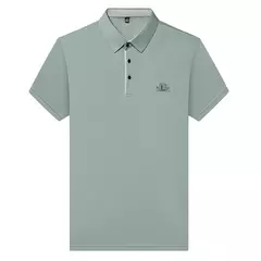 Novo negócio masculino casual camisa de manga curta com emblema cor sólida camisa polo moda respirável confortável versátil topo na internet