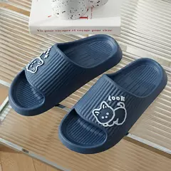 Moda gato feminino masculino chinelos interior bonito dos desenhos animados unisex slides banheiro antiderrapante sandálias leves família macio adorável casa sapatos - comprar online