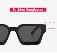 2 pçs nova armação quadrada óculos de sol mulher grande quadro design óculos de sol feminino lente preta estilo simples uv400 oculos na internet