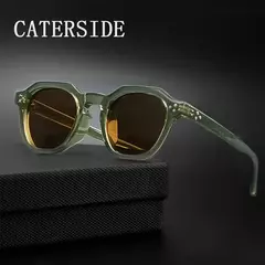 Caterside retro polarizado óculos de sol dos homens ultraleve tr90 quadro polígono feminino óculos de sol ao ar livre alta qualidade viagem