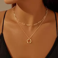 Colares banhados a ouro 14k em camadas para mulheres empilháveis banhados a prata círculo clipe de papel corrente pingente gargantilha conjunto para mulher - comprar online