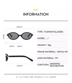 Novos óculos de sol ovais para mulheres marca de moda preto pequeno quadro óculos de sol feminino retro lentes claras senhora na moda uv400 - GT SHOP