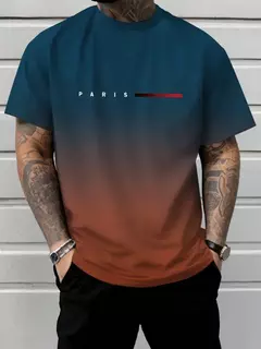 Manga curta masculina verão ao ar livre respirável em torno do pescoço camiseta manga curta clássico padrão de listra tamanho grande solto curto masculino - comprar online