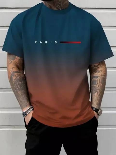 Manga curta masculina verão ao ar livre respirável em torno do pescoço camiseta manga curta clássico padrão de listra tamanho grande solto curto masculino