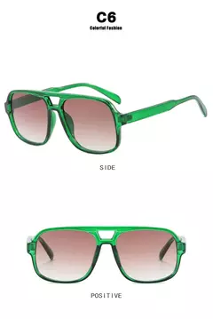 Óculos de sol piloto vintage feminino oversized quadrado quadro ponte dupla designer tons preto luxo moda óculos de sol na internet