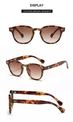 Jnpcxi qualidade novo retro redondo óculos de sol feminino moda rebites decoração tons uv400 masculino punk leopardo óculos de sol - loja online