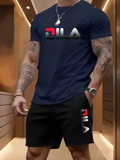 Imagem do Terno esportivo de praia de verão masculino casual ao ar livre basquete esportes confortável conjunto de duas peças com moda solta camiseta e shorts