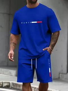 Fato de treino masculino 2 peças ? O-pescoço camisa de manga curta shorts definir terno de corrida masculino plus size t camisas homem roupas verão camiseta - GT SHOP