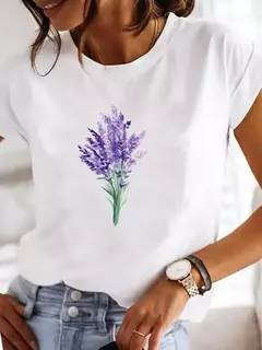Roupas femininas verão t gráfico camiseta casual impressão moda flor aquarela roupas de manga curta - comprar online