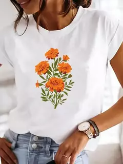 Roupas femininas verão t gráfico camiseta casual impressão moda flor aquarela roupas de manga curta - comprar online