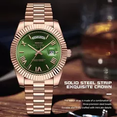 Nibosi marca original relógios de quartzo aço inoxidável para homens luxo data exibição luminosa moda relógio masculino relogios masculino