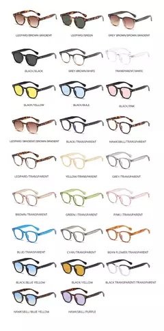 Jnpcxi qualidade novo retro redondo óculos de sol feminino moda rebites decoração tons uv400 masculino punk leopardo óculos de sol - GT SHOP