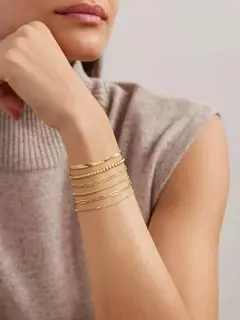 Pulseiras de ouro para mulheres, à prova d'água, 14k, banhadas a ouro, conjunto de joias para mulheres, na moda, finas, empilháveis, elo cubano, corrente de clipe de papel