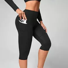 Calças de ioga de cintura alta Capri Leggings com bolsos para mulheres Controle de barriga Workout Capri Leggings para mulheres - comprar online