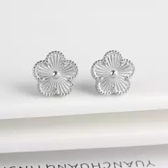 Clássico aço inoxidável metal laser cinco folhas flor trevo conjunto de jóias pulseira colar brincos estilo y2k para mulher jóias - GT SHOP