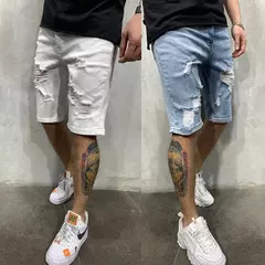 2024 rasgado borla denim shorts novo verão masculino personalizado lavável calças jeans perfuradas grandes calças médias casuais