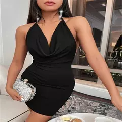 Europa e nos Estados Unidos feminino primavera verão ins moda sexy arco aberto halter pescoço curto - comprar online