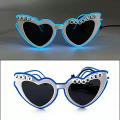Led apenas casado óculos de casamento noiva para ser surpresa presente casal óculos lembranças brilhantes coração óculos de sol casados - GT SHOP