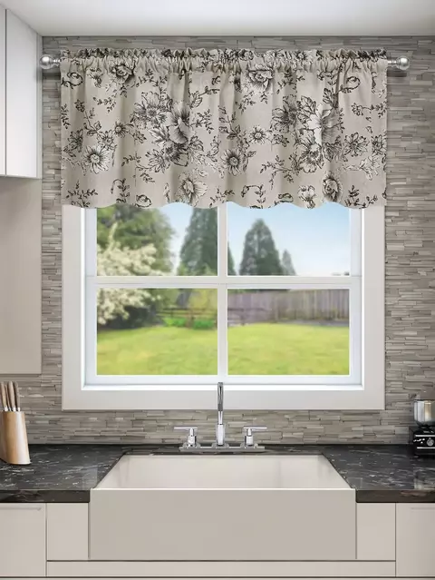 1pc pequenas cortinas de janela para o quarto cortina curta para banheiro sala estar, peônia impressão através da haste cortinas blackout (95%)