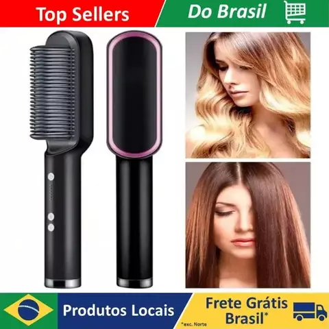 Brasil Conjunto de alisador de cabelo, pente para cabelos encaracolados, aquecimento rápido multifuncional profissional 2-em-1
